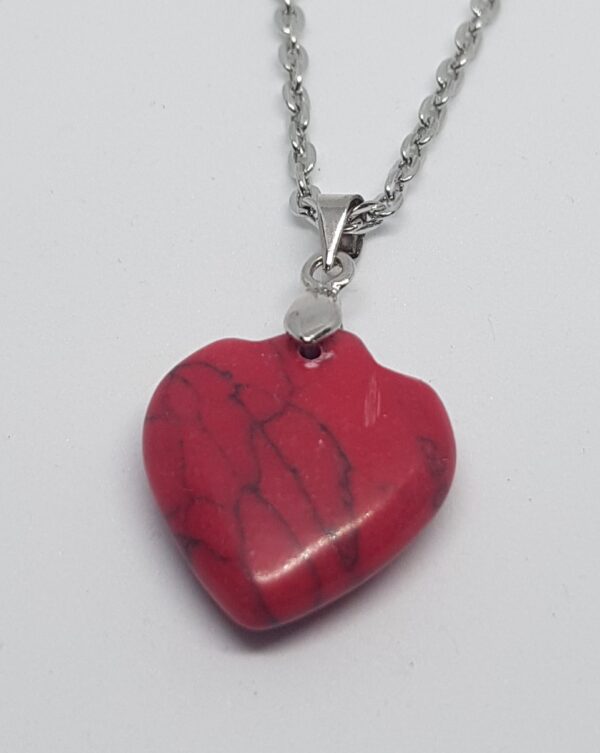 Turquoise Heart Design Pendant Necklace Red - Image 2