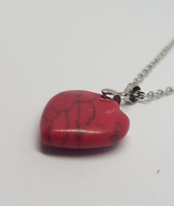 Turquoise Heart Design Pendant Necklace Red - Image 3