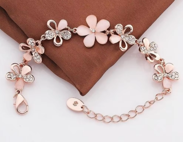 Delicate Flower & Diamente Bracelet - Image 2