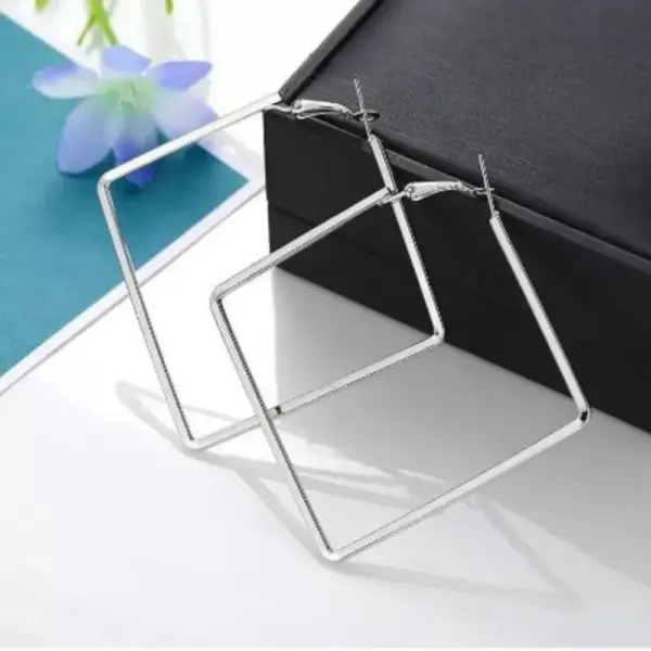 Square Shaped Silver Earrings