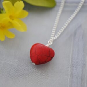 Turquoise Heart Design Pendant Necklace Red