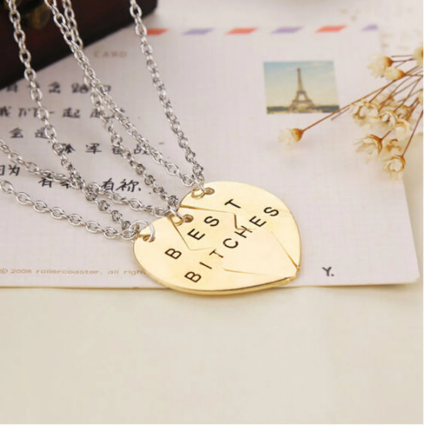 3 Pcs Best Bitches Necklace Golden