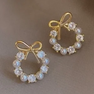 Bow Knot Cute Pearl Earrings