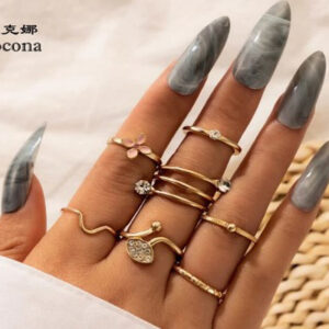 Pink Flower Midi Rings